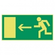 Vluchtweg Pictogram Linksaf fluorescerend (licht op in donker)	